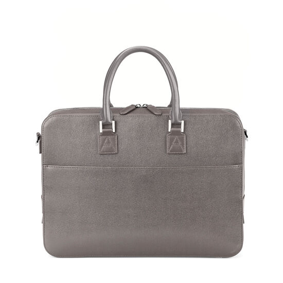 Small Mount Street Laptop Bag in Grey Saffiano from Aspinal of London