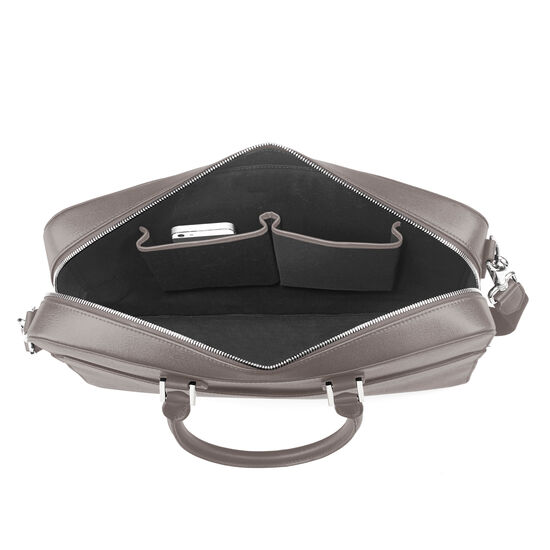 Small Mount Street Laptop Bag in Grey Saffiano from Aspinal of London