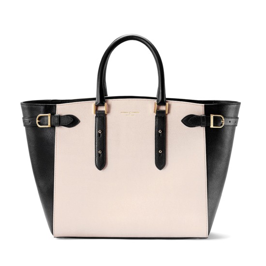 Marylebone Tote in Monochrome Saffiano from Aspinal of London