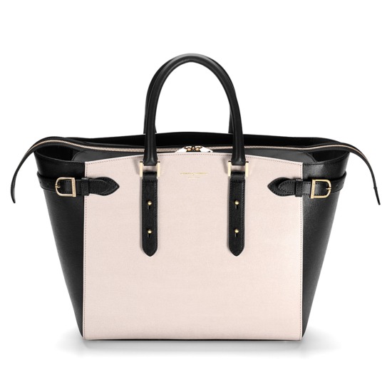 Marylebone Tote in Monochrome Saffiano from Aspinal of London
