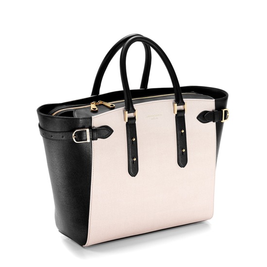 Marylebone Tote in Monochrome Saffiano from Aspinal of London