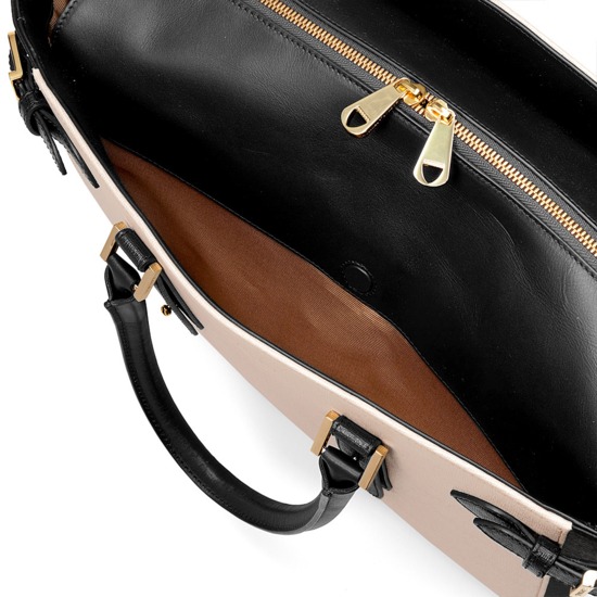 Marylebone Tote in Monochrome Saffiano from Aspinal of London
