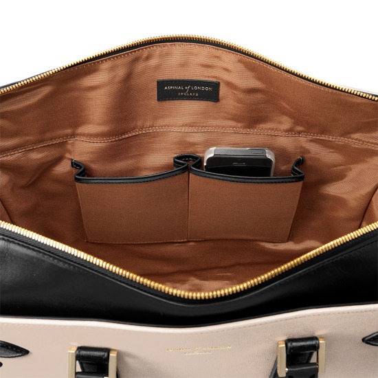 Marylebone Tote in Monochrome Saffiano from Aspinal of London