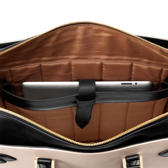 Marylebone Tote in Monochrome Saffiano from Aspinal of London