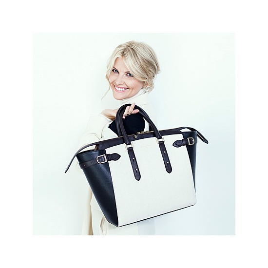 Marylebone Tote in Monochrome Saffiano from Aspinal of London