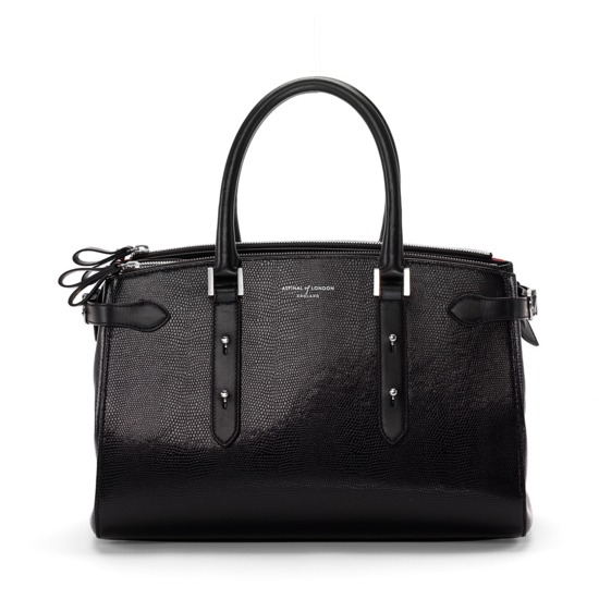 Brook Street Bag in Black Lizard from Aspinal of London