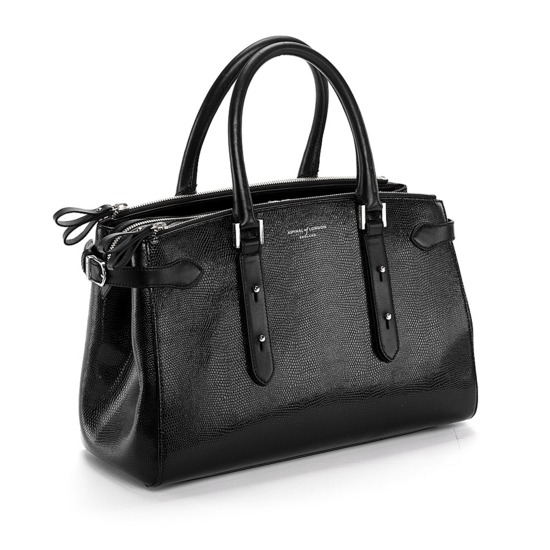 Brook Street Bag in Black Lizard from Aspinal of London