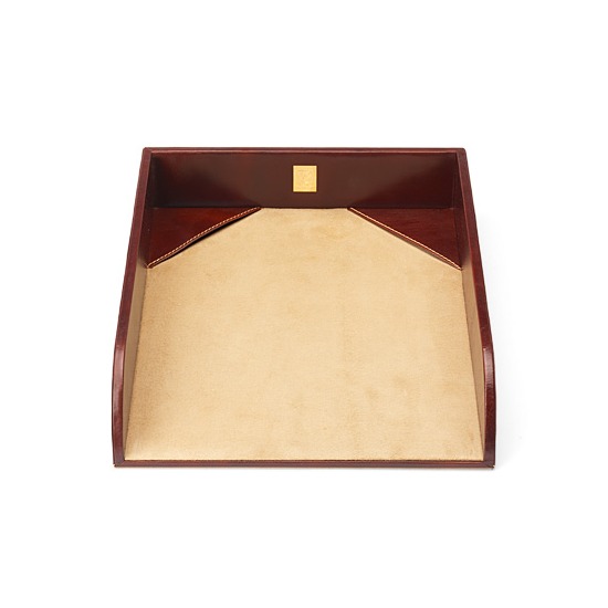 Chairman's Desk Set in Smooth Cognac & Stone Suede from Aspinal of London