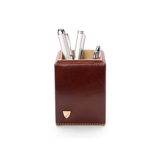 Chairman's Desk Set in Smooth Cognac & Stone Suede from Aspinal of London
