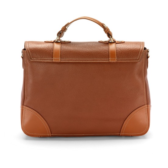 Mollie Satchel Handbag in Tan Pebble & Smooth London Tan from Aspinal of London