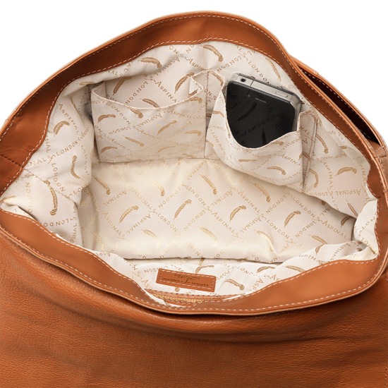 Mollie Satchel Handbag in Tan Pebble & Smooth London Tan from Aspinal of London