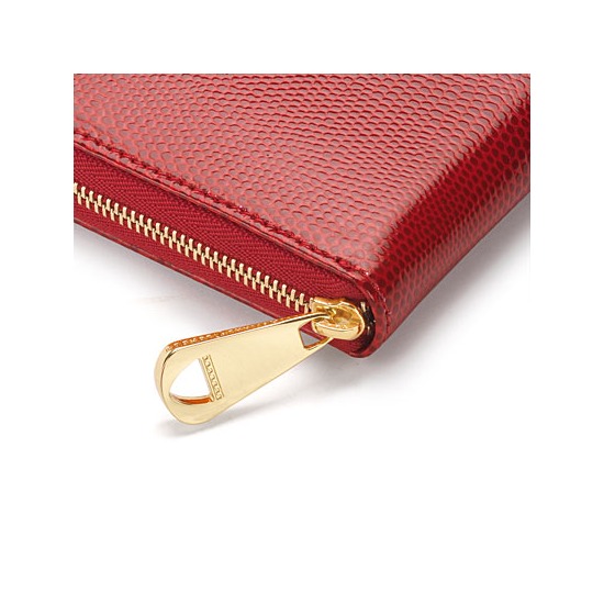 Continental Clutch Zip Wallet in Berry Lizard from Aspinal of London