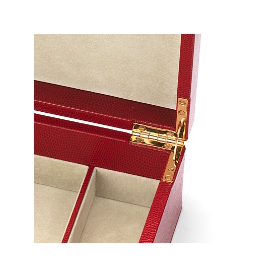 Savoy Jewellery Box in Berry Lizard & Cream Suede from Aspinal of London