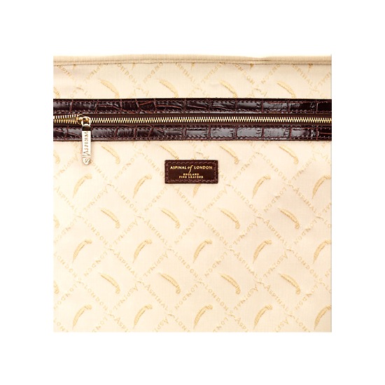 Large Cabin Case in Deep Shine Amazon Brown Croc from Aspinal of London