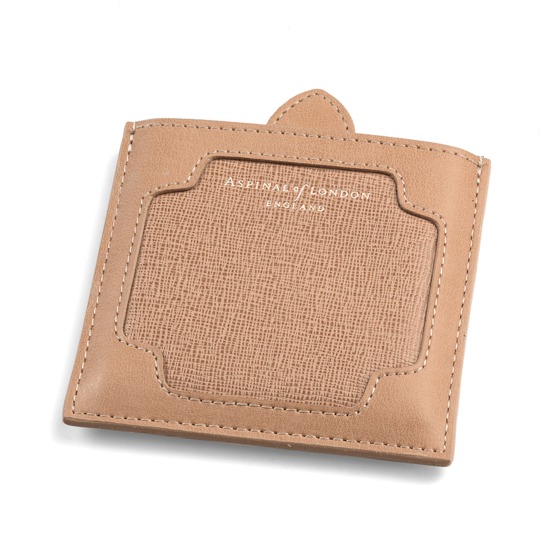 Marylebone Compact Mirror in Deer Saffiano from Aspinal of London