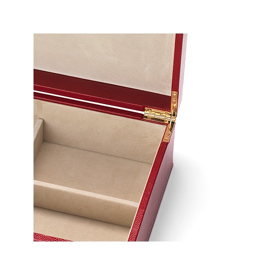 Grand Luxe Jewellery Case in Berry Lizard & Cream Suede from Aspinal of London