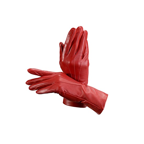 Ladies Cashmere Lined Leather Gloves in Red from Aspinal of London