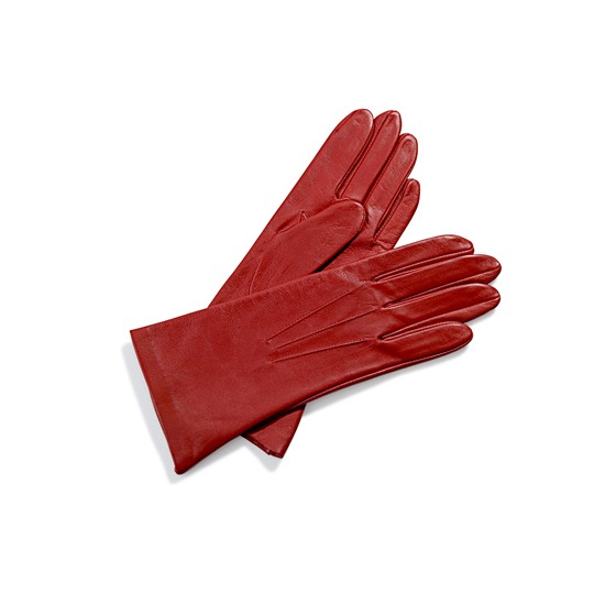 Ladies Cashmere Lined Leather Gloves in Red from Aspinal of London