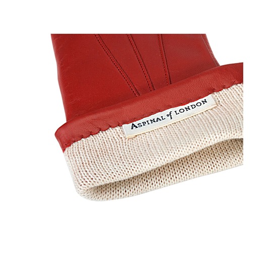 Ladies Cashmere Lined Leather Gloves in Red from Aspinal of London