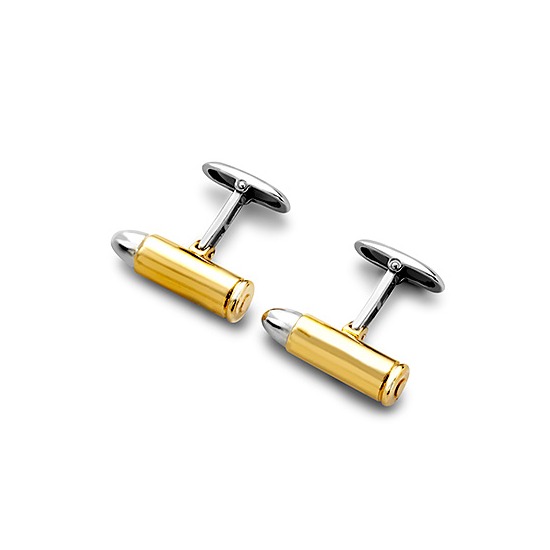 Sterling Silver & Gold Plated Bullet Cufflinks from Aspinal of London