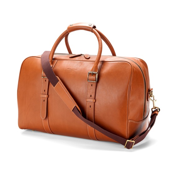 Large Harrison Weekender Travel Bag in Smooth Tan from Aspinal of London