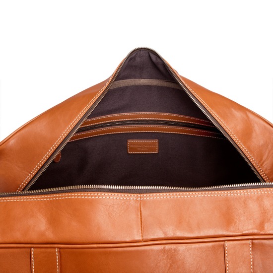 Large Harrison Weekender Travel Bag in Smooth Tan from Aspinal of London