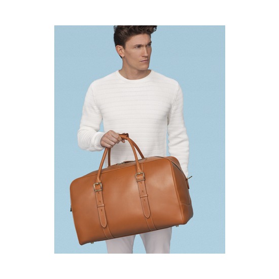 Large Harrison Weekender Travel Bag in Smooth Tan from Aspinal of London