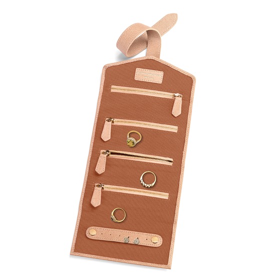 Travel Jewellery Roll in Deer Saffiano from Aspinal of London