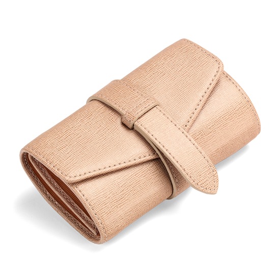 Travel Jewellery Roll in Deer Saffiano from Aspinal of London
