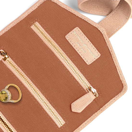 Travel Jewellery Roll in Deer Saffiano from Aspinal of London