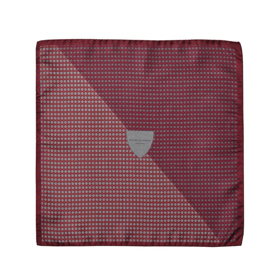 Savile Row Silk Twill Pocket Square in Burgundy & Silver from Aspinal of London