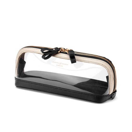Medium Hepburn Cosmetic Case in Clear Monochrome from Aspinal of London