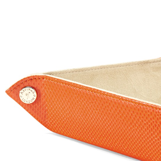Medium Tidy Tray in Orange Lizard & Cream Suede from Aspinal of London