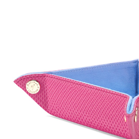 Mini Tidy Tray in Raspberry Lizard & Pale Blue Suede from Aspinal of London