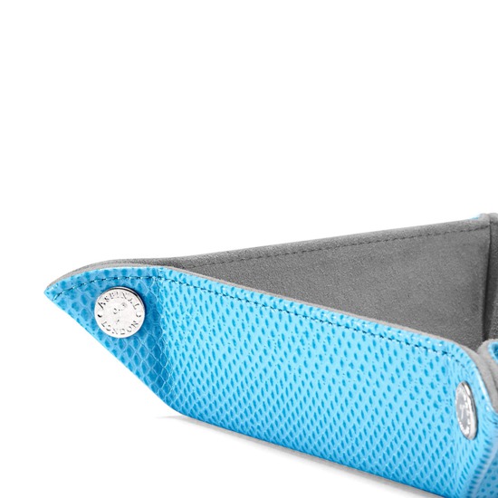 Mini Tidy Tray in Aquamarine Lizard & Silver Suede from Aspinal of London