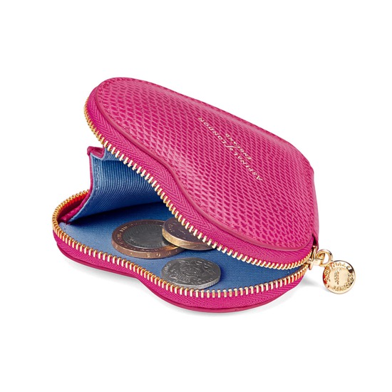Heart Coin Purse in Raspberry Lizard from Aspinal of London