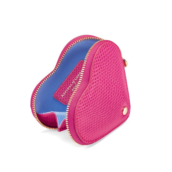 Heart Coin Purse in Raspberry Lizard from Aspinal of London