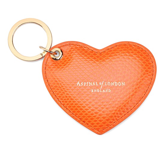 Heart Key Ring in Orange Lizard from Aspinal of London