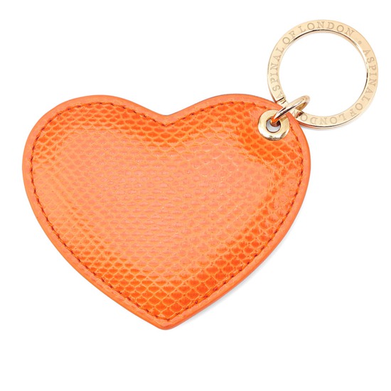 Heart Key Ring in Orange Lizard from Aspinal of London