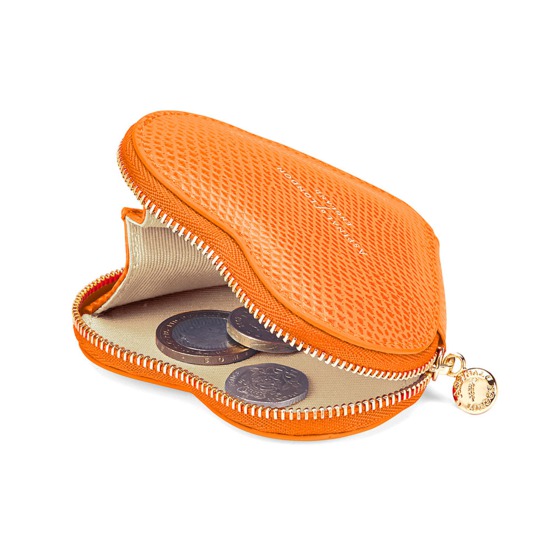 Heart Coin Purse in Orange Lizard from Aspinal of London