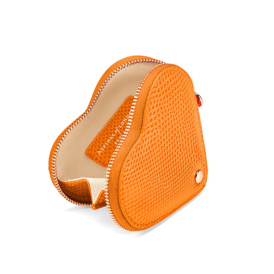 Heart Coin Purse in Orange Lizard from Aspinal of London