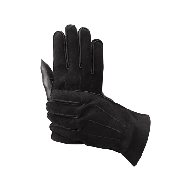 Shadow Men's Suede & Leather Gloves in Black from Aspinal of London