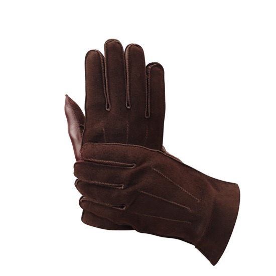 Shadow Men's Suede & Leather Gloves in Brown from Aspinal of London