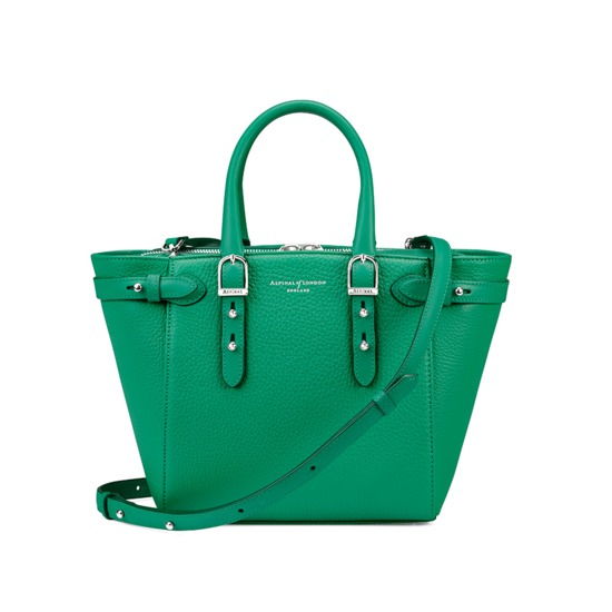Mini Marylebone Tote in Grass Green Pebble from Aspinal of London
