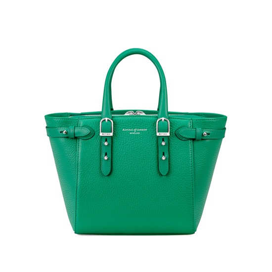Mini Marylebone Tote in Grass Green Pebble from Aspinal of London