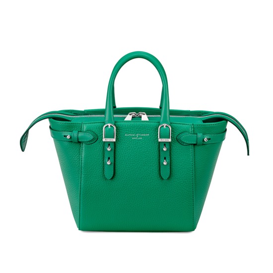 Mini Marylebone Tote in Grass Green Pebble from Aspinal of London