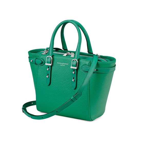 Mini Marylebone Tote in Grass Green Pebble from Aspinal of London