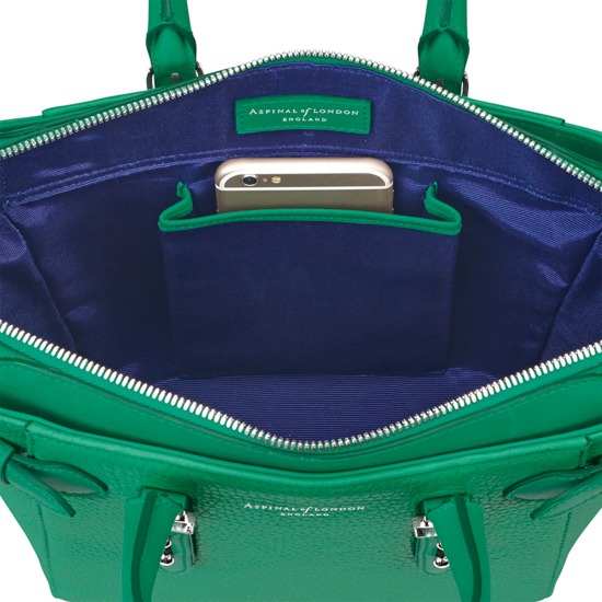 Mini Marylebone Tote in Grass Green Pebble from Aspinal of London