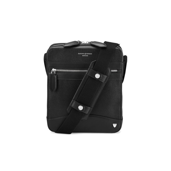 Anderson Midi Messenger Bag in Black Saffiano from Aspinal of London