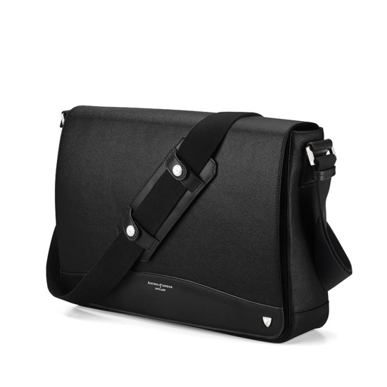 Anderson Large Messenger Bag in Black Saffiano from Aspinal of London
